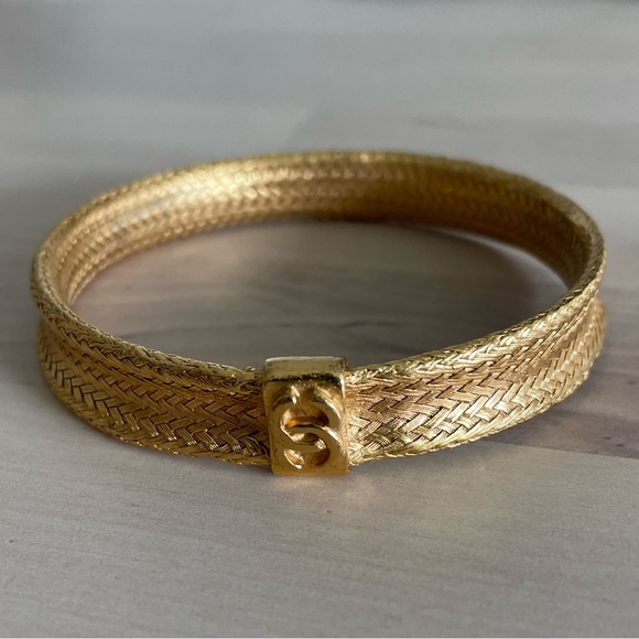 Gold Chanel CC 24k Woven Bangle 00A 2000 Vintage Y2K - Picture 3 of 15